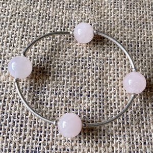 sterling silver pink quartz bracelet stretch